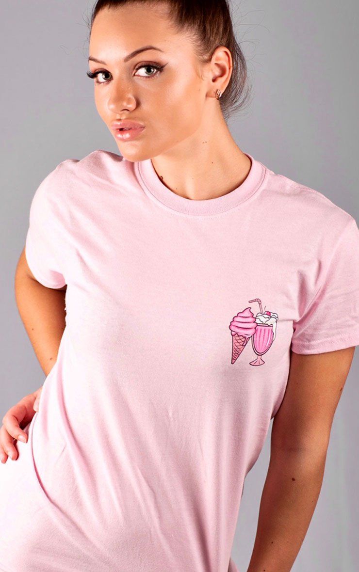Lick Me Till Ice Cream Baby Pink T-Shirt T-Shirt Splashy 