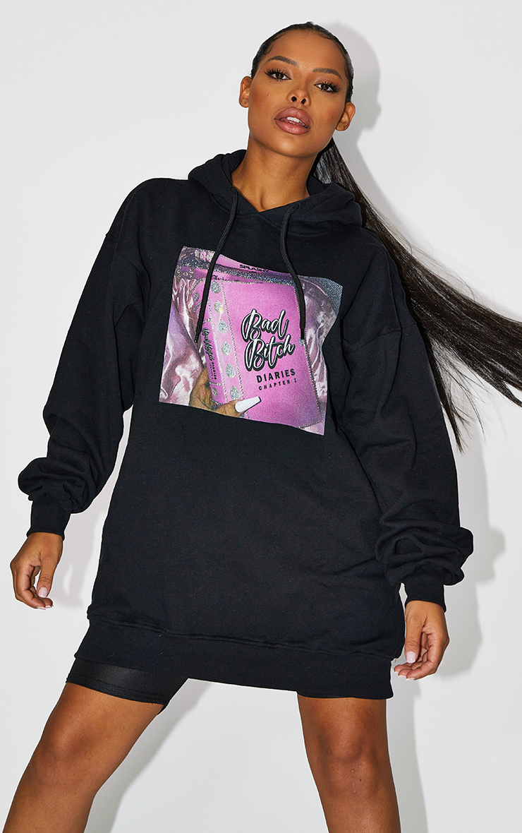 Bad Bxtch Diaries Chapter One Black Hoodie Dress Splashy
