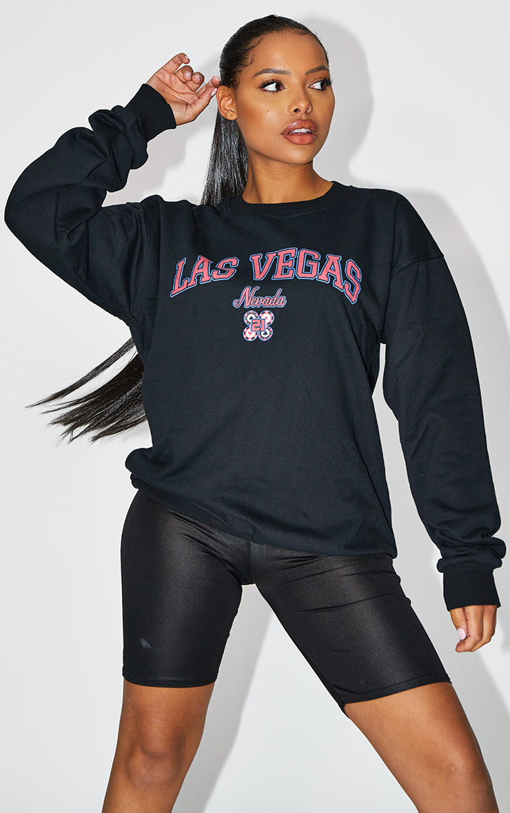 Las Vegas Nevada City Lights Oversized Black Sweatshirt
