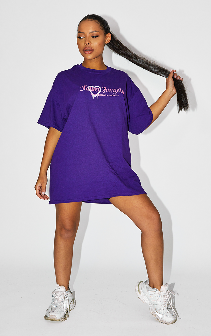 Fallen Angel No More Broken Hearts Purple Oversized T-Shirt