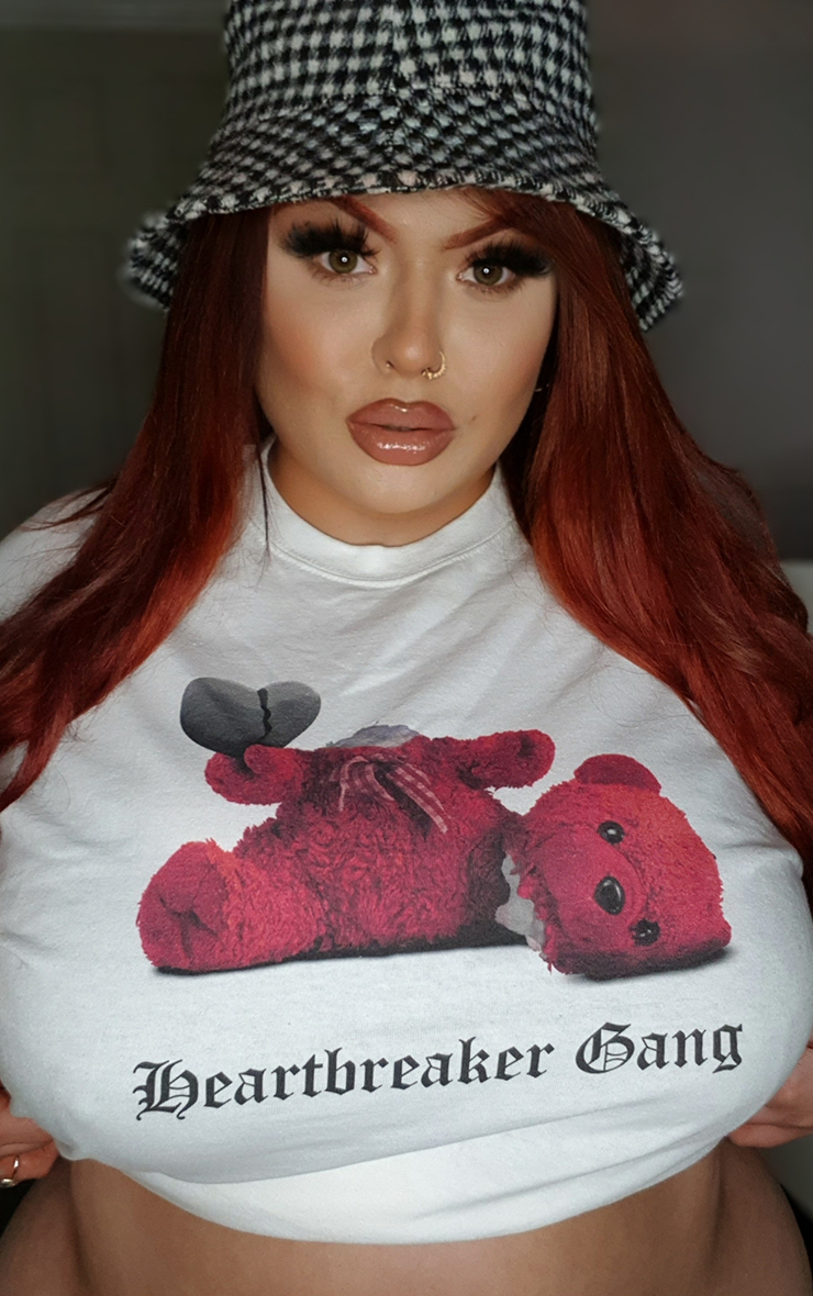 Plus Size Heartbreaker Gang Teddy Bear White 🧸 T-Shirt