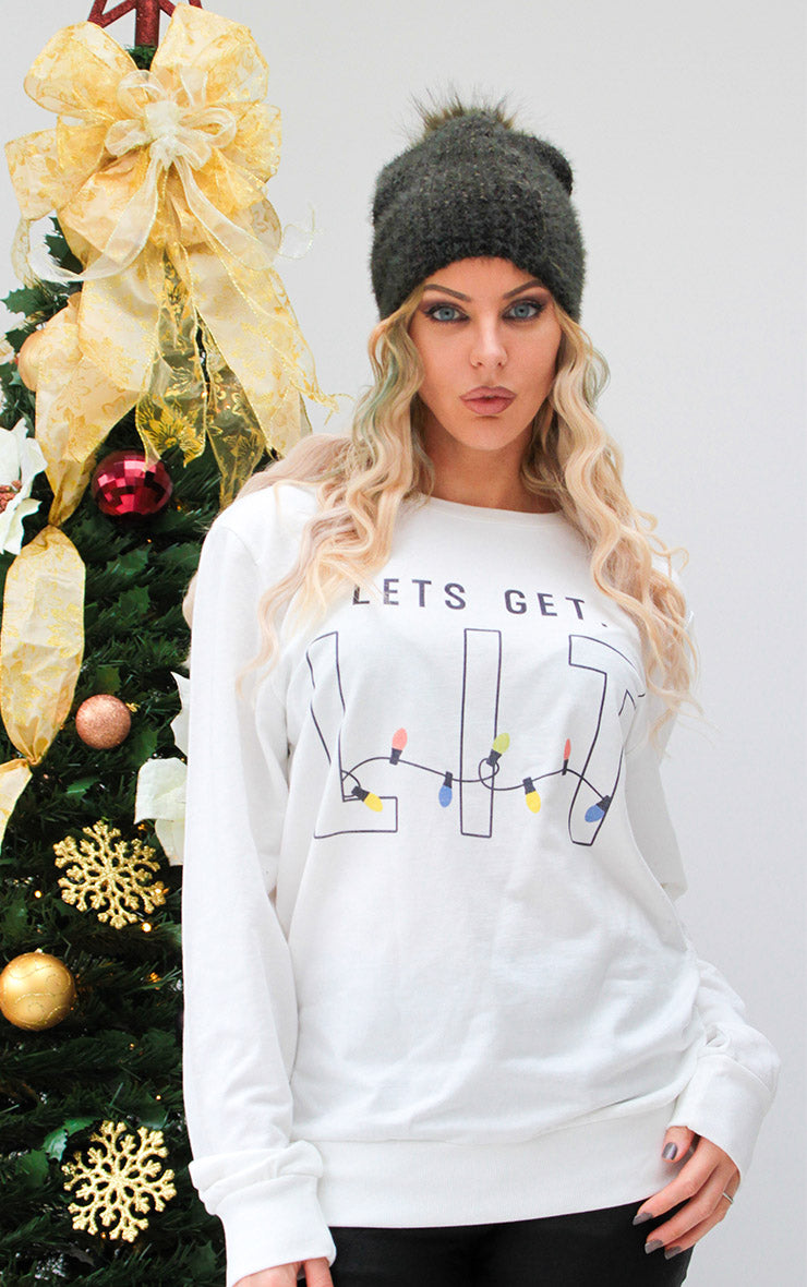 Let's Get LIT Festive 🎅 Sweater ⛄🎄 White Christmas Jumper