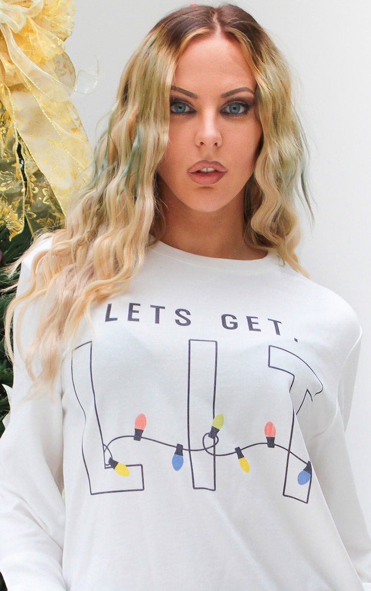 Let's Get LIT Festive 🎅 Sweater ⛄🎄 White Christmas Jumper