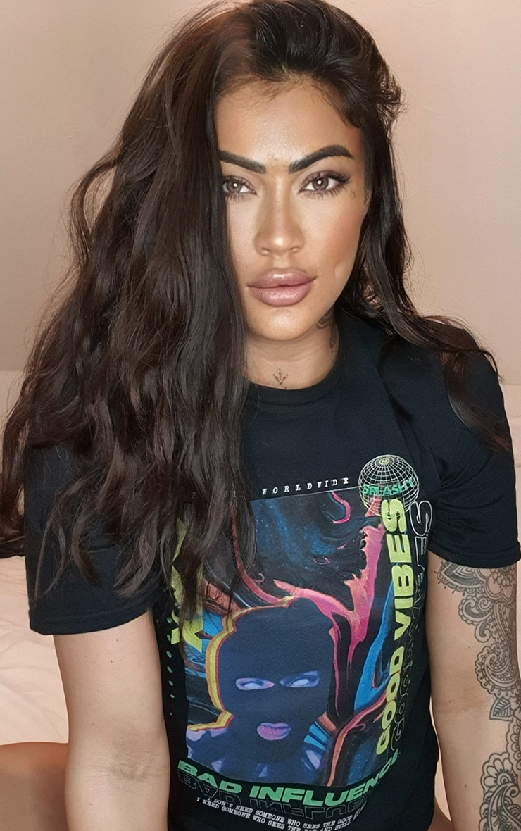 Good Vibes Bad Influence Black T-Shirt