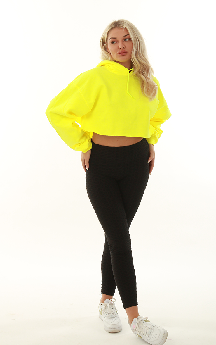 Neon Yellow Festival Oversized Cropped Hoodie
