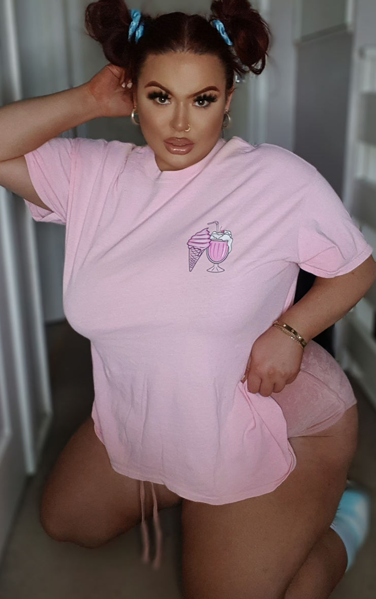 Plus Size Lick Me Till Ice Cream Baby Pink T-Shirt