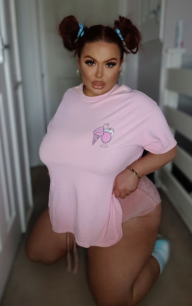 Plus Size Lick Me Till Ice Cream Baby Pink T-Shirt