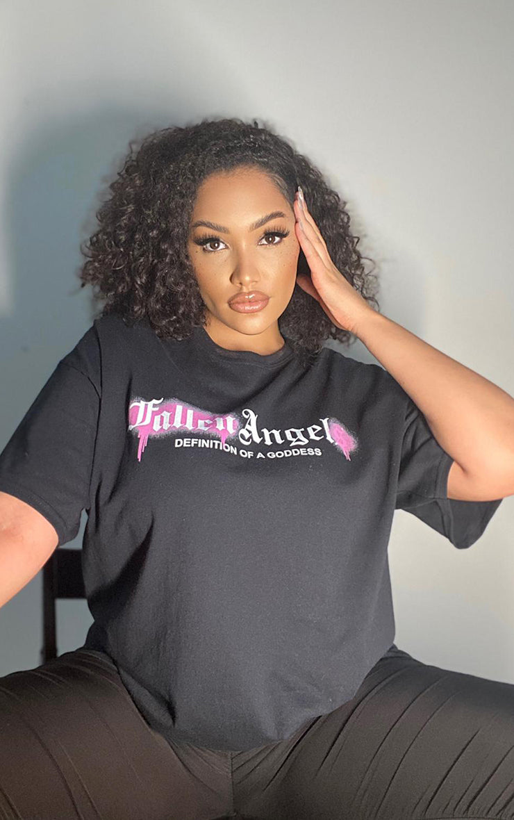 Plus Size Fallen Angel Definition of a Goddess Black T-Shirt