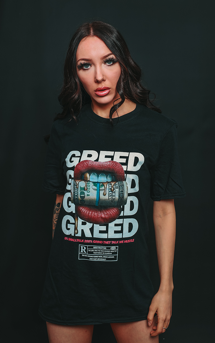Greed They Talk We Hustle Black T-Shirt