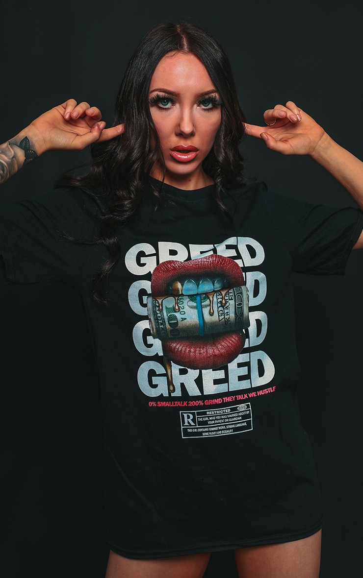 Greed They Talk We Hustle Black T-Shirt