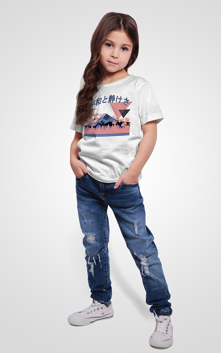 Mount Fuji Peace and Tranquillity White Kids Unisex Children's T-Shirt