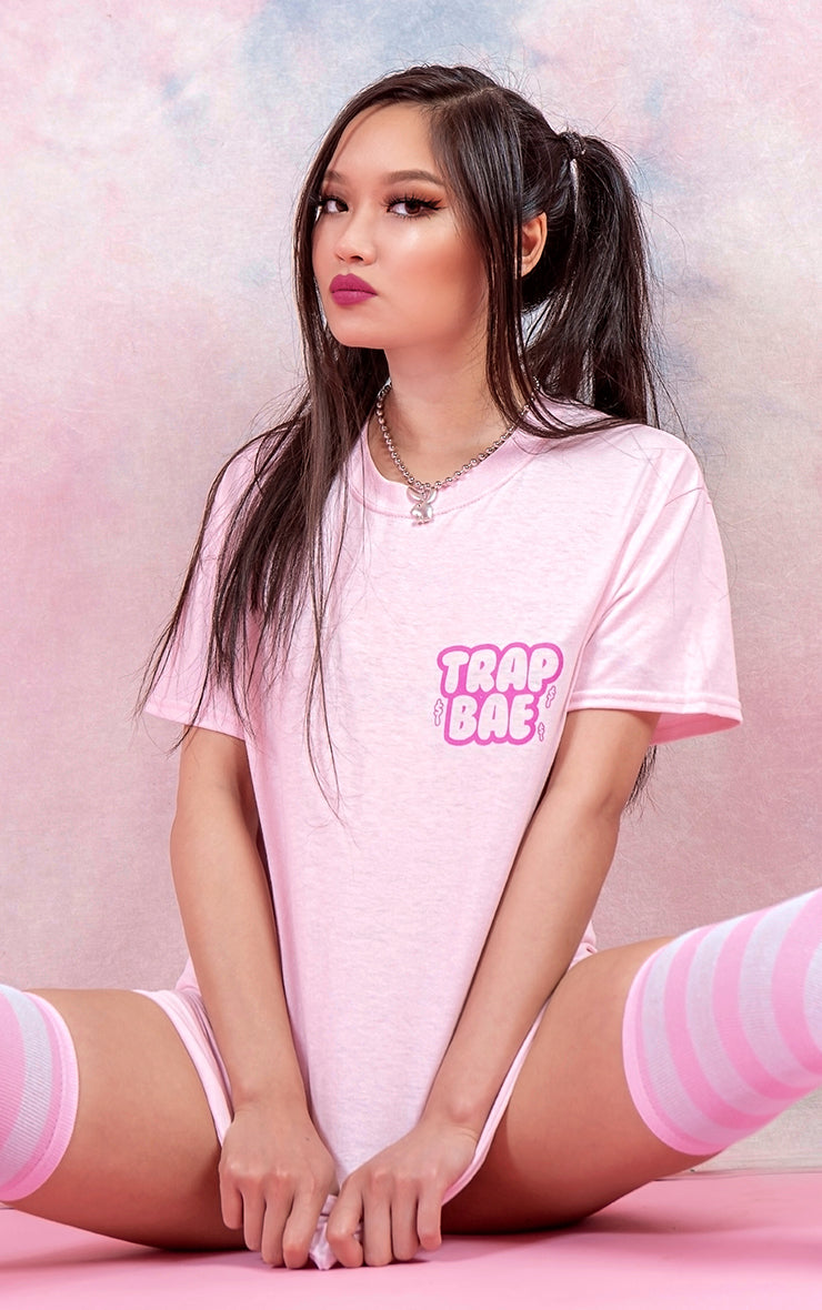 Trap Bae Ain't With No Basic Sh*t Oversized Pink T-Shirt