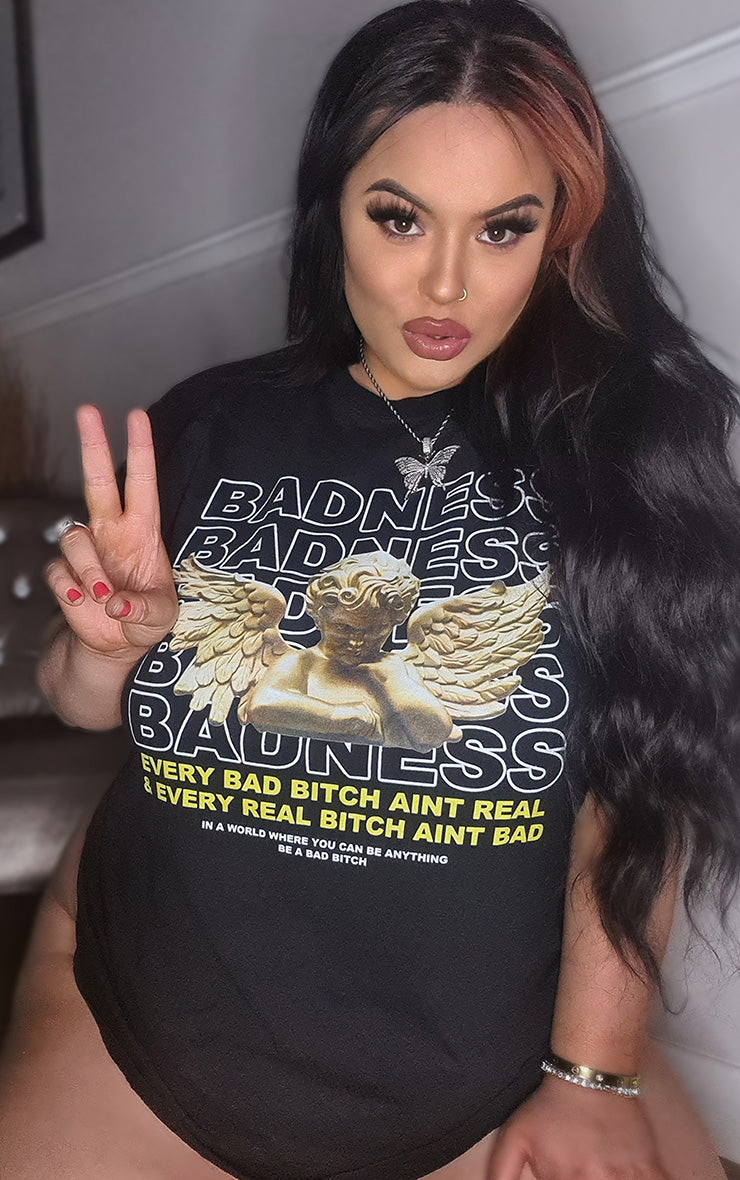 Plus Size Badness In World Where you can be Anything Be a Bad B*tch Black T-Shirt