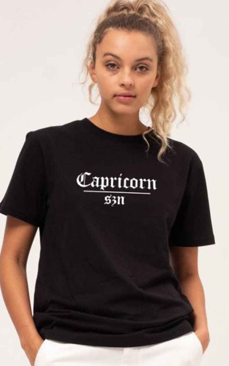 Capricorn Szn Star Signs Season Black T-Shirt T-Shirt Splashy 
