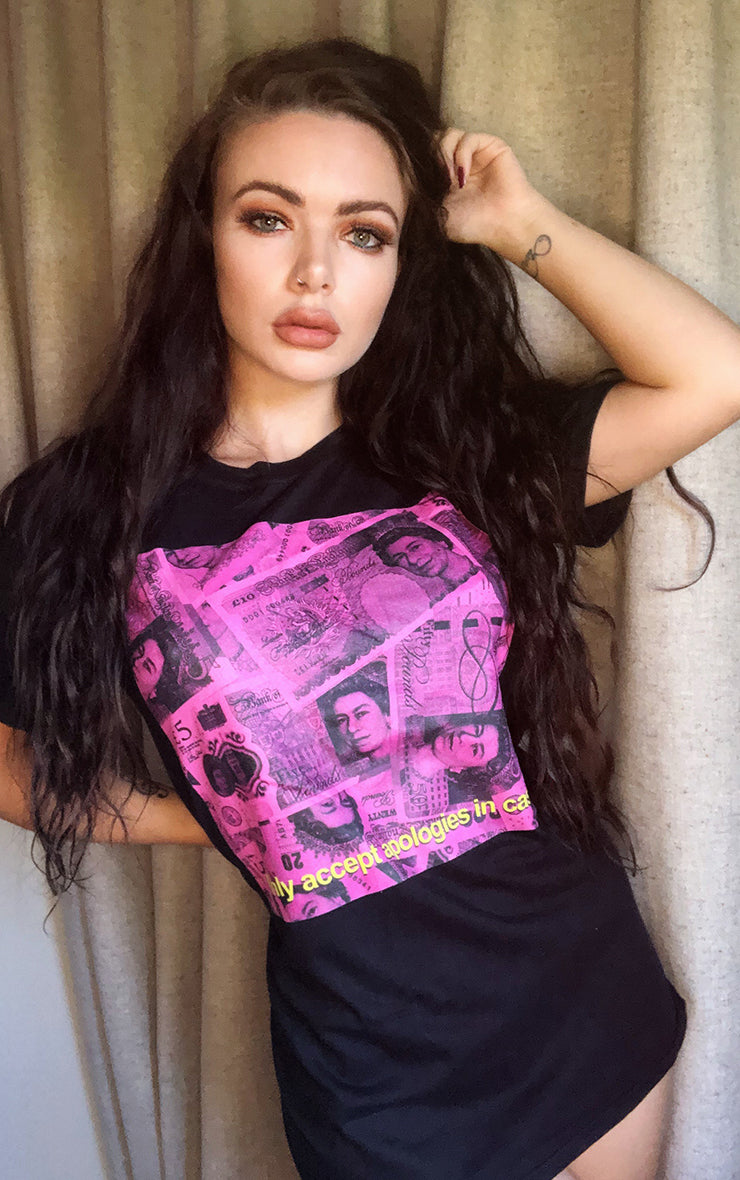 Only Accept Apologies In Cash £££ 💵 Black T-Shirt