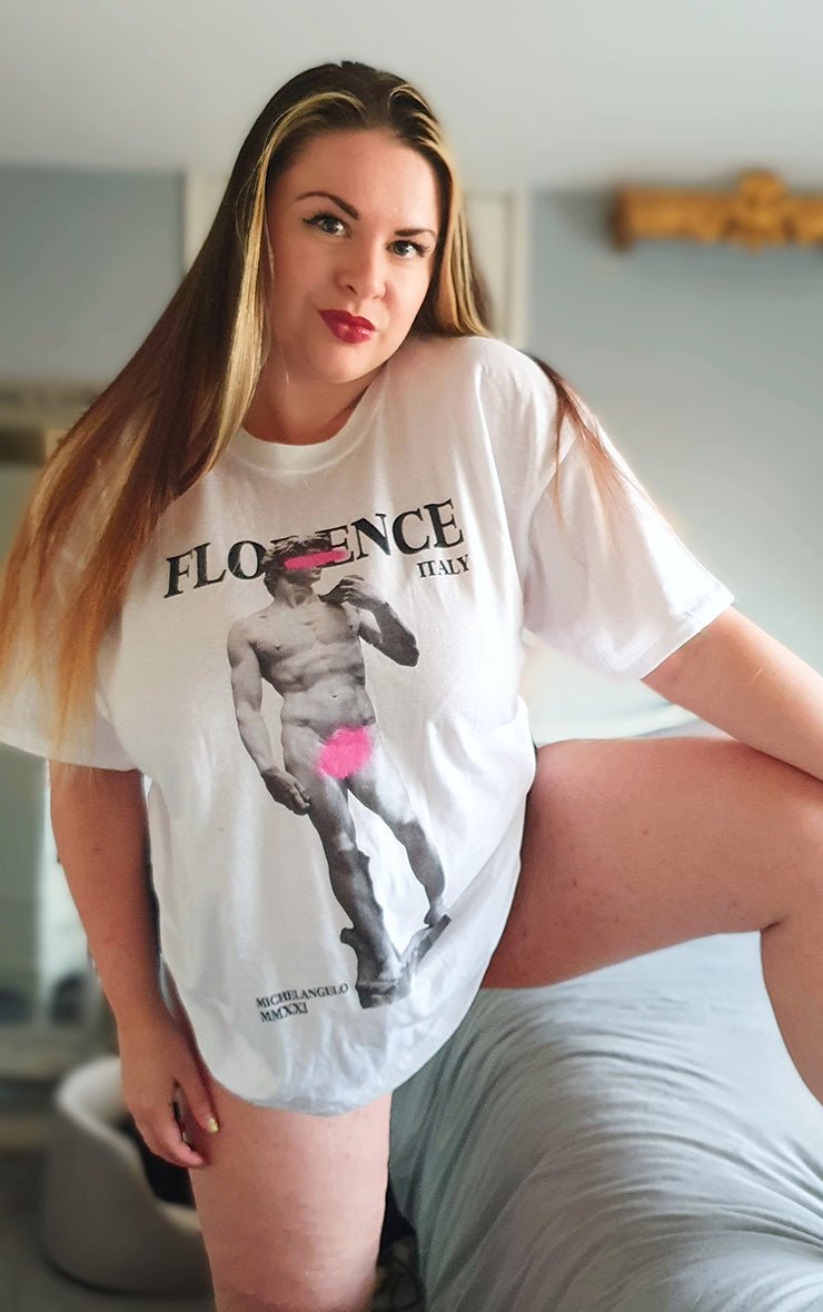 Plus Size Michelangelo Statue Florence Italy White T-Shirt