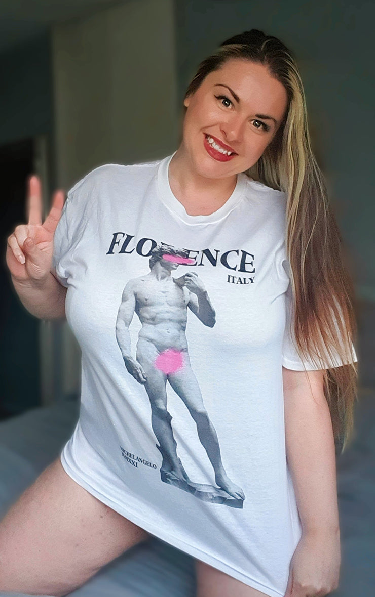 Plus Size Michelangelo Statue Florence Italy White T-Shirt
