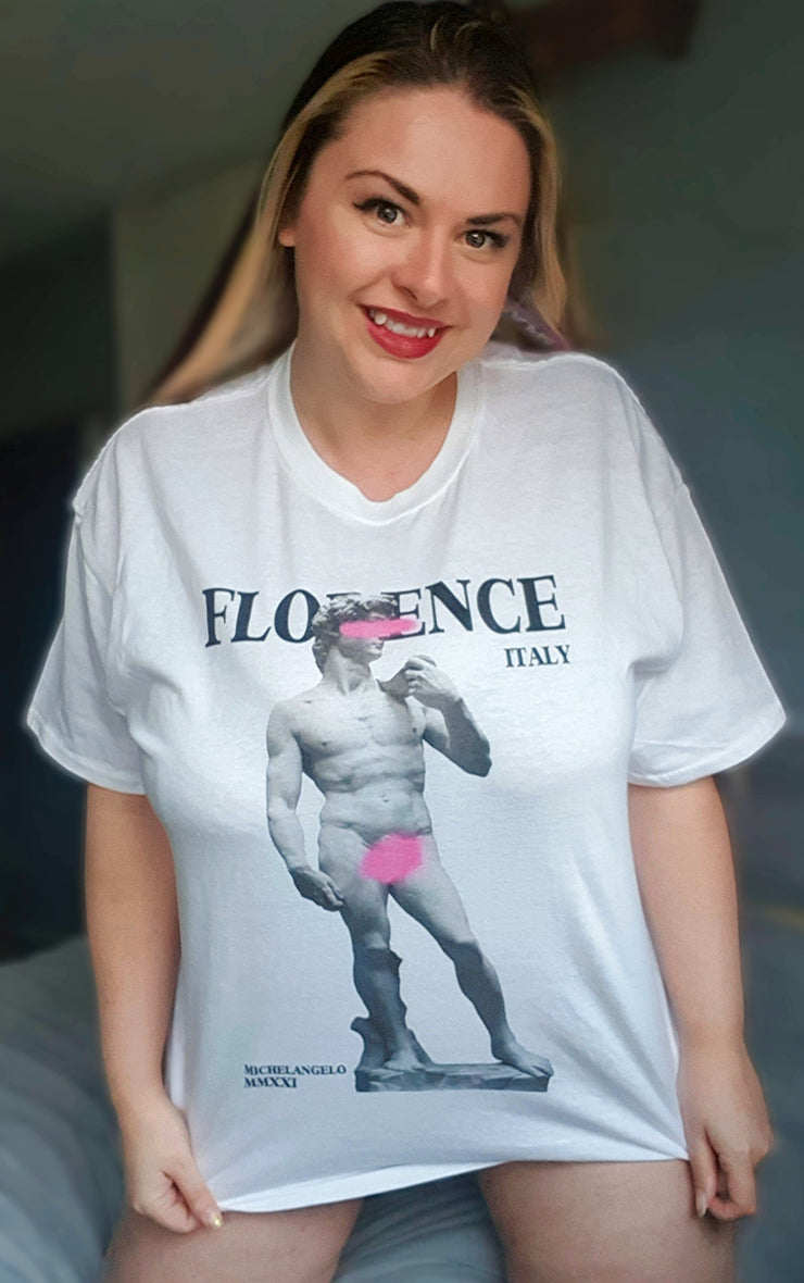 Plus Size Michelangelo Statue Florence Italy White T-Shirt