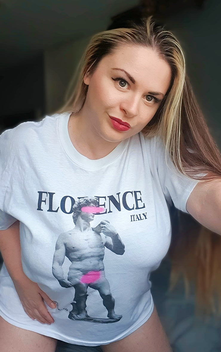 Plus Size Michelangelo Statue Florence Italy White T-Shirt