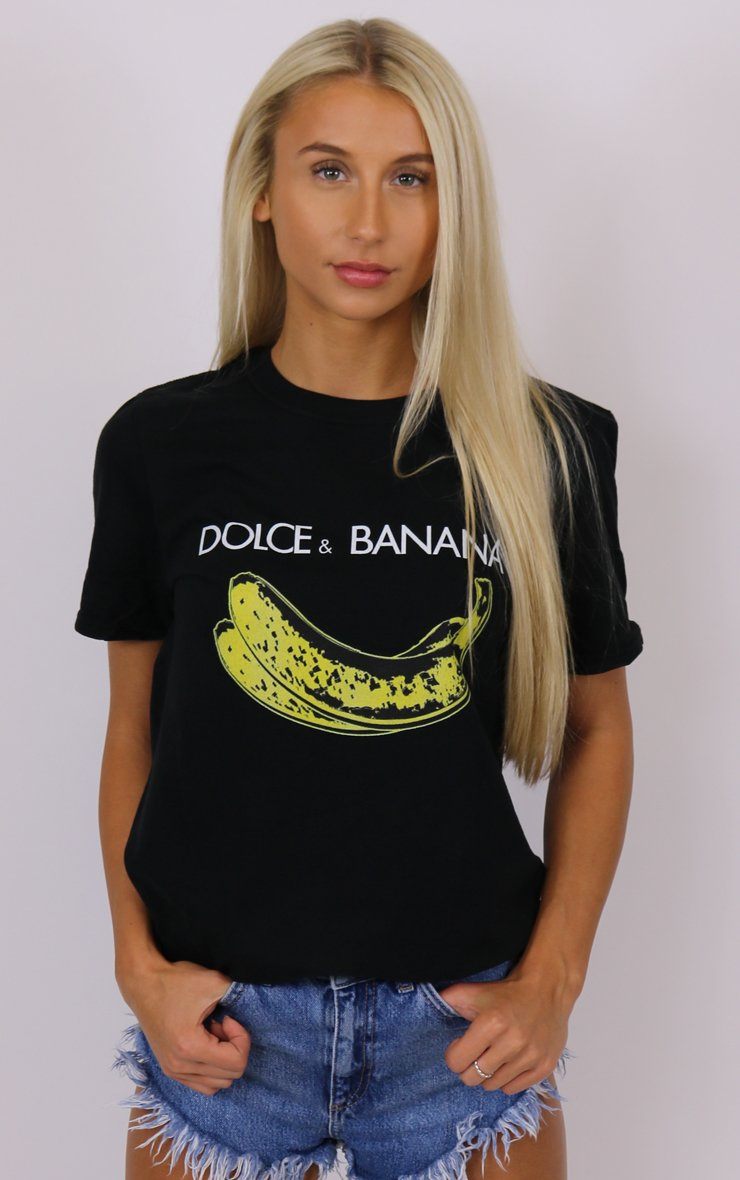 Dolce And Banana Graphic Black T-Shirt T-Shirt Splashy 