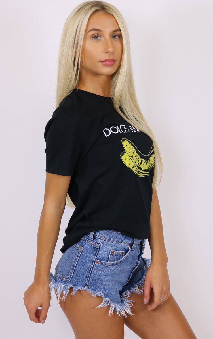 Dolce And Banana Graphic Black T-Shirt T-Shirt Splashy 