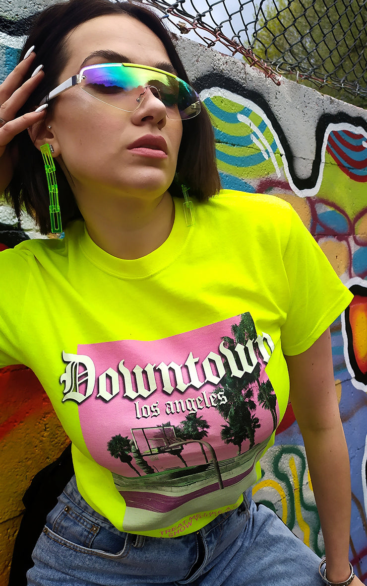 Downtown Los Angeles Neon Yellow T-Shirt