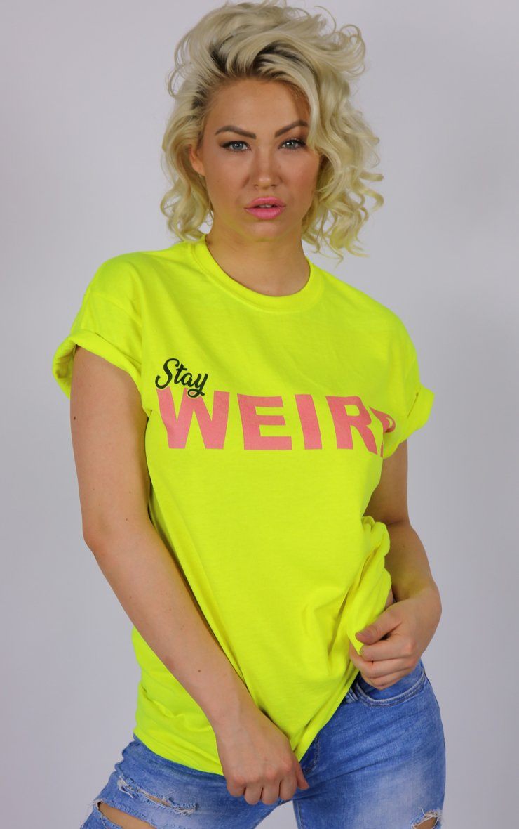 Glow Stick Yellow Stay Weird T-Shirt T-Shirt Splashy 