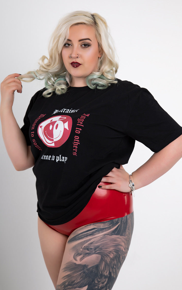Plus Size Hellraiser Demon to Some Angel to Others Black T-Shirt