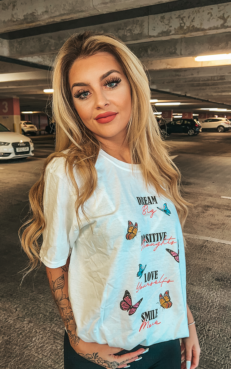 Positive Vibes Butterflies White T-Shirt