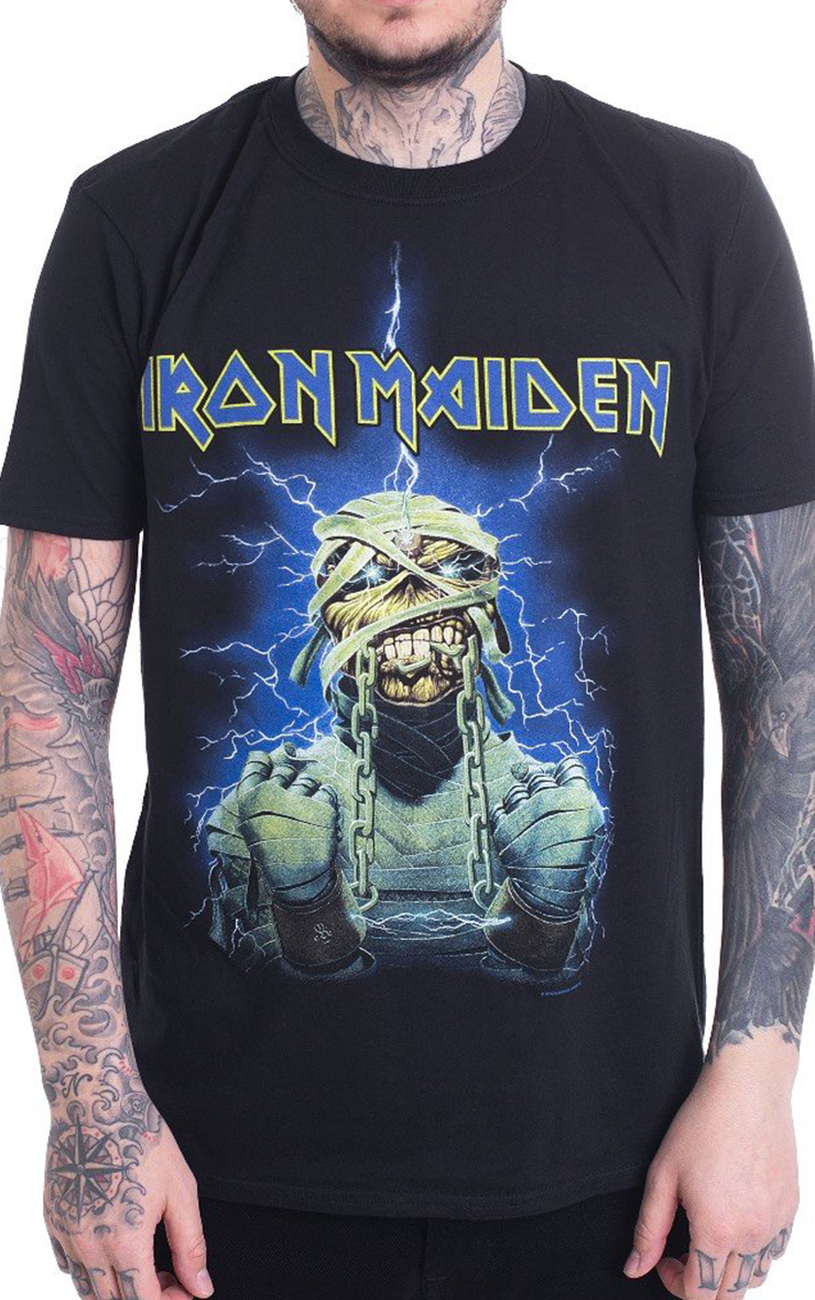 Iron Maiden Power Slave Mummy Mens Black T-Shirt