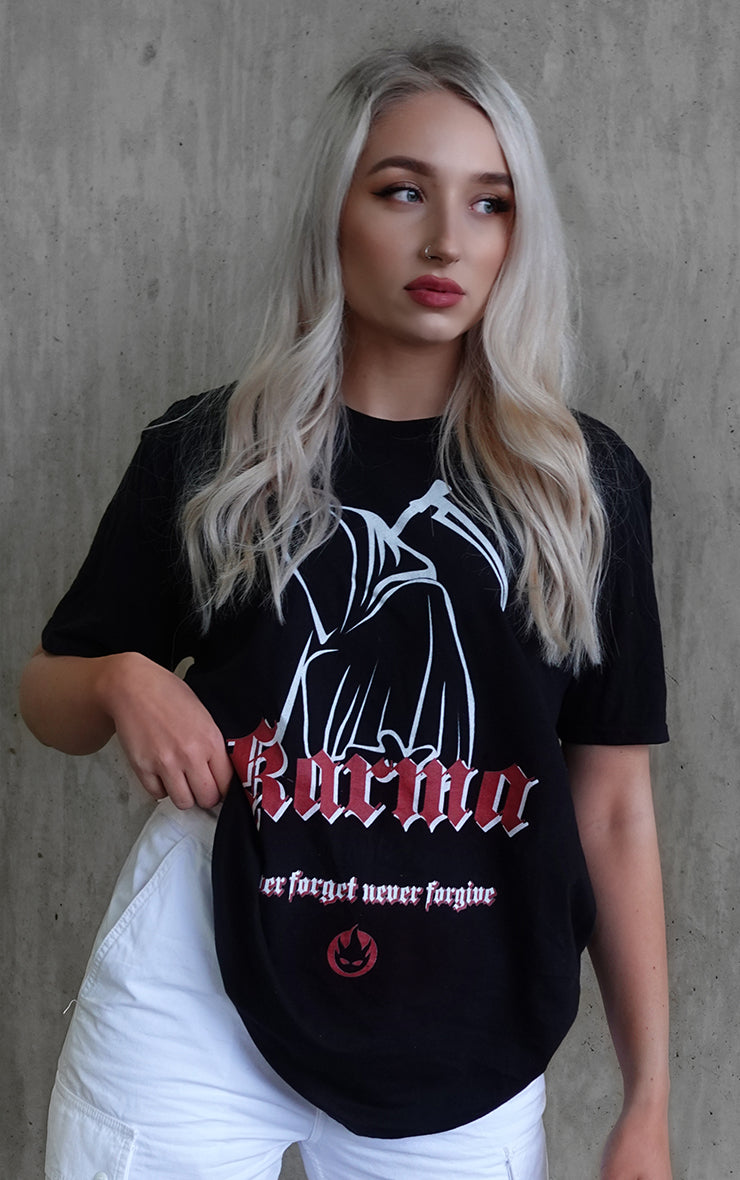 Karma Never Forgive Never Forget  🎃  Black T-Shirt