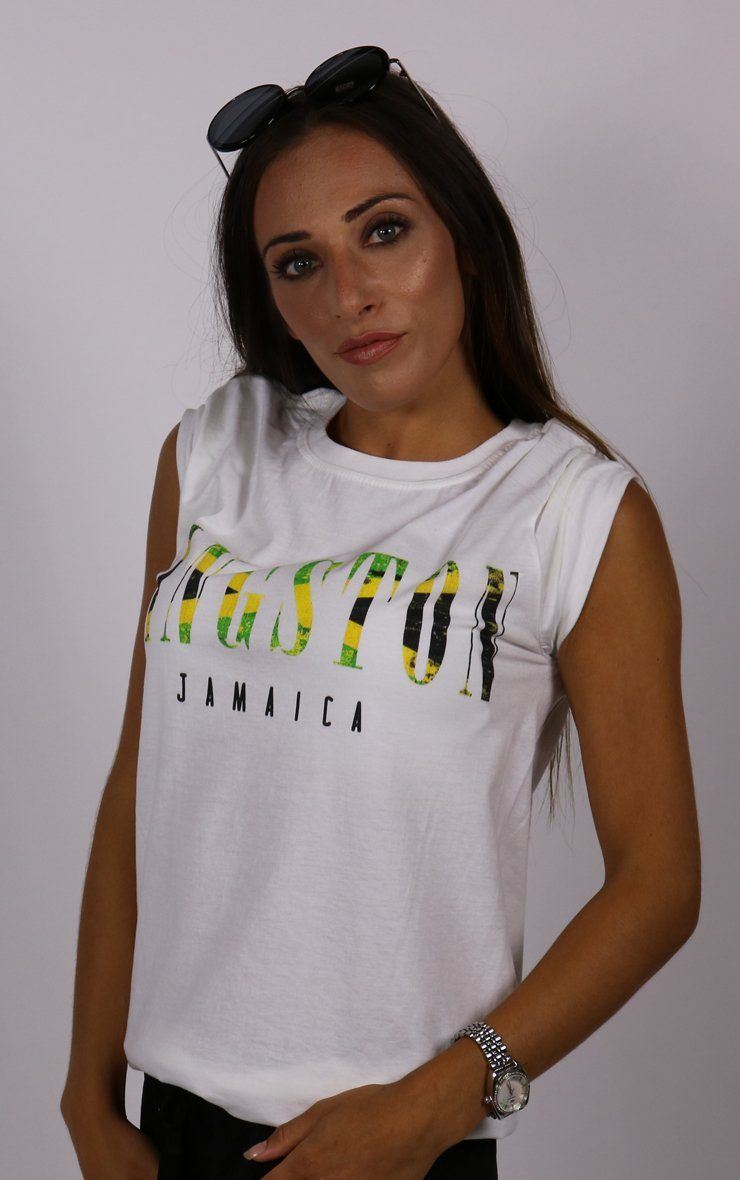 Kingston Jamaica Logo White T-Shirt T-Shirt Splashy 