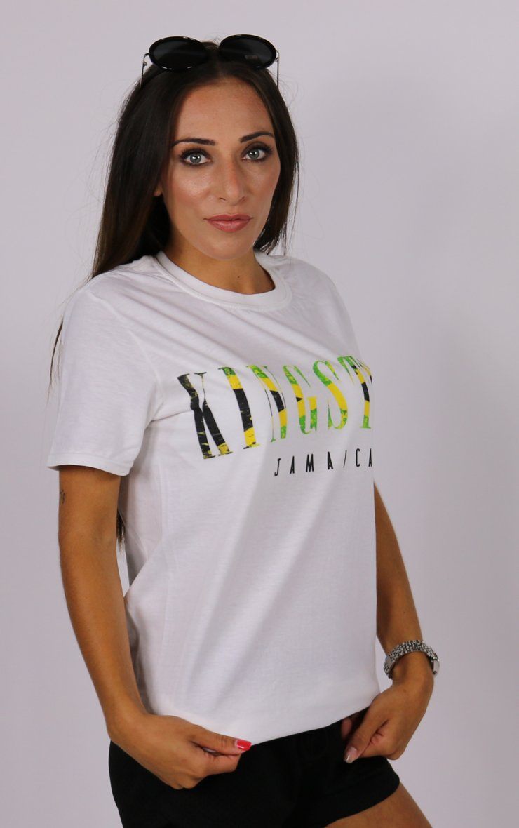 Kingston Jamaica Logo White T-Shirt T-Shirt Splashy 