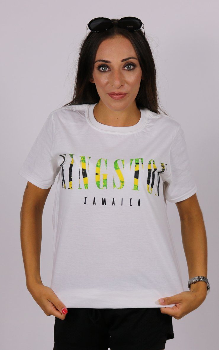 Kingston Jamaica Logo White T-Shirt T-Shirt Splashy 