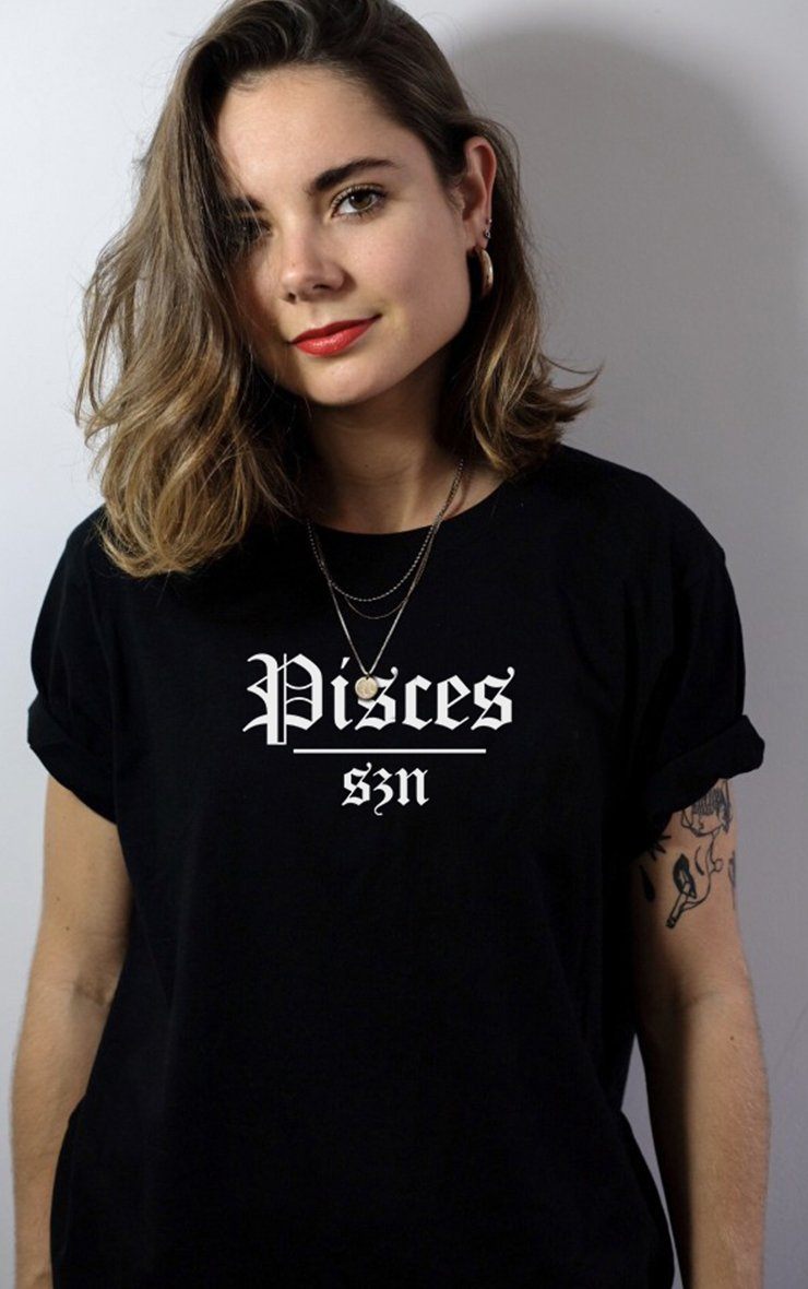 Pisces Szn Star Signs Season Black T-Shirt T-Shirt Splashy 