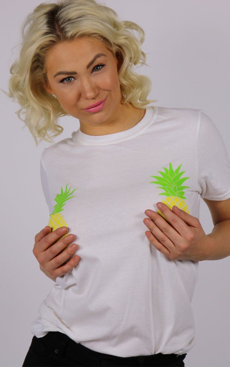 Play With My Pineapples White T-Shirt T-Shirt Splashy 