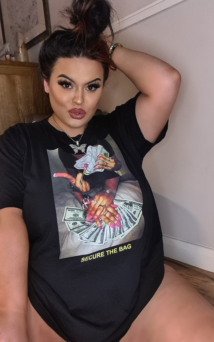 Plus Size Secure The Bag Black T-Shirt