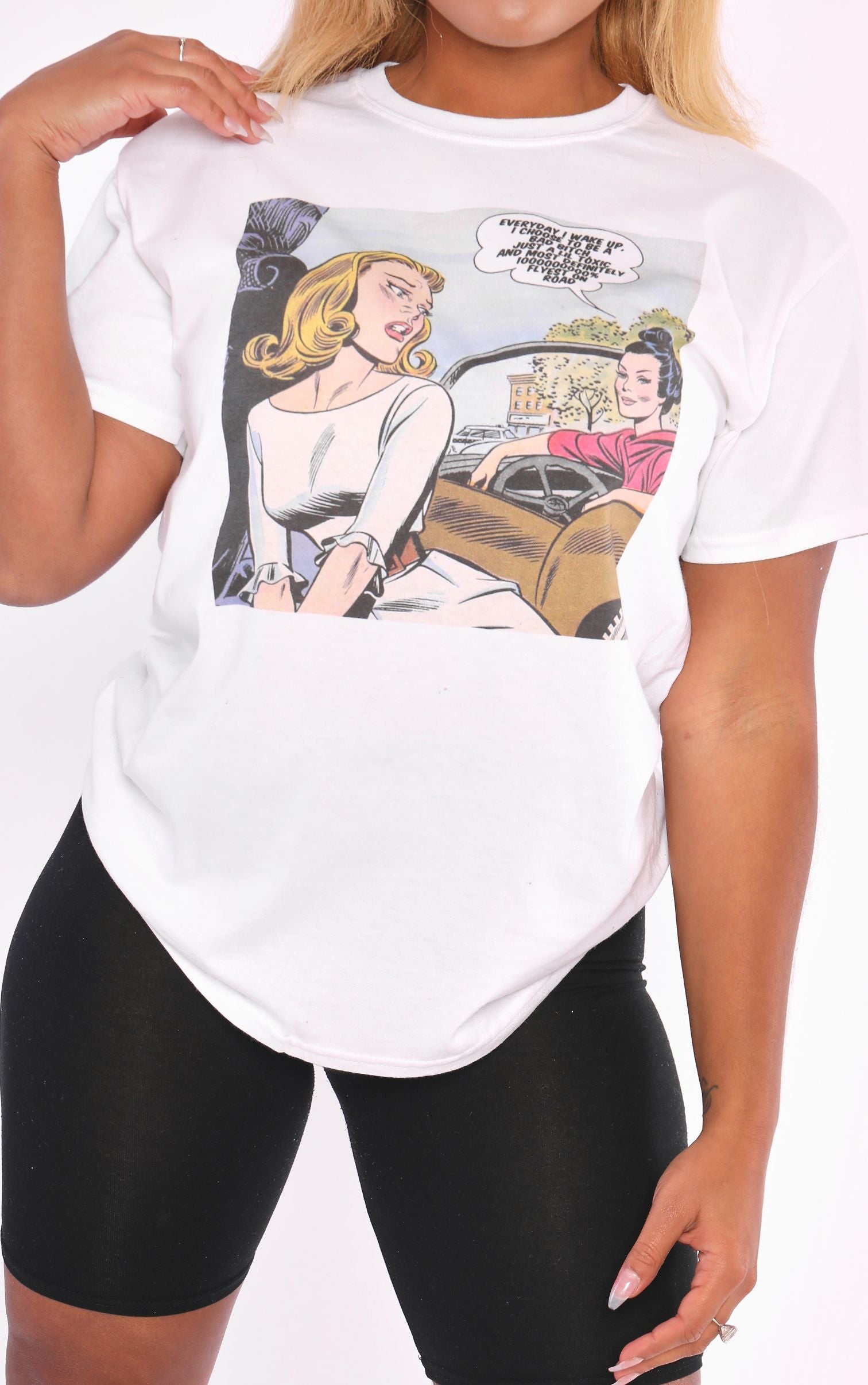 Flyest on Road Bad Bxtch White T Shirt