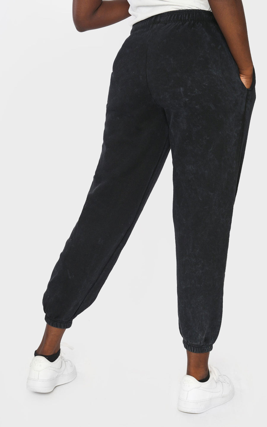 Drippy Stone Wash Diamante Boyfriend Cuffed Joggers