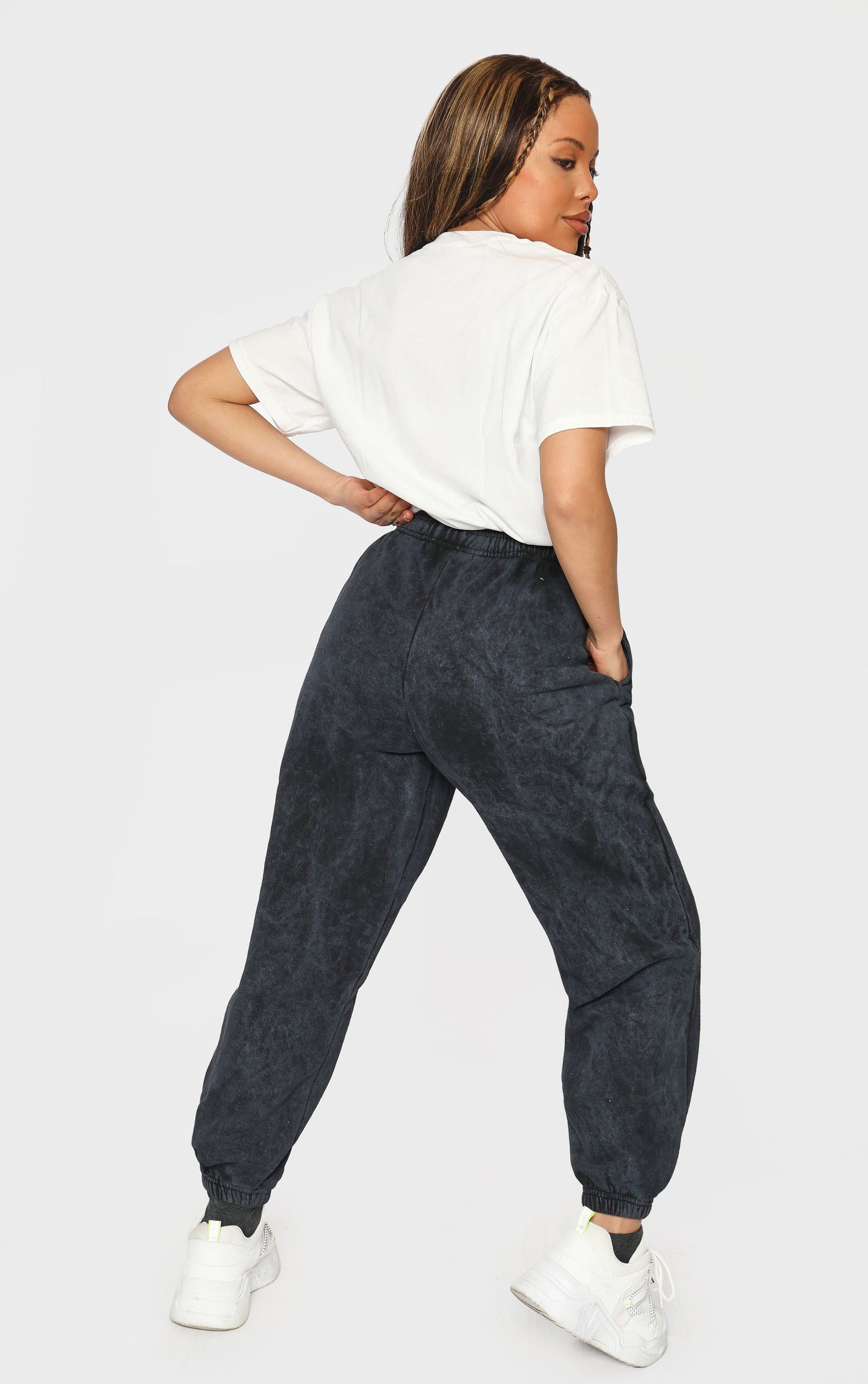 Litty Stone Wash Diamante Boyfriend Cuffed Joggers