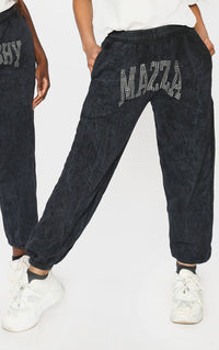 Mazza Stone Wash Diamante Boyfriend Cuffed Joggers