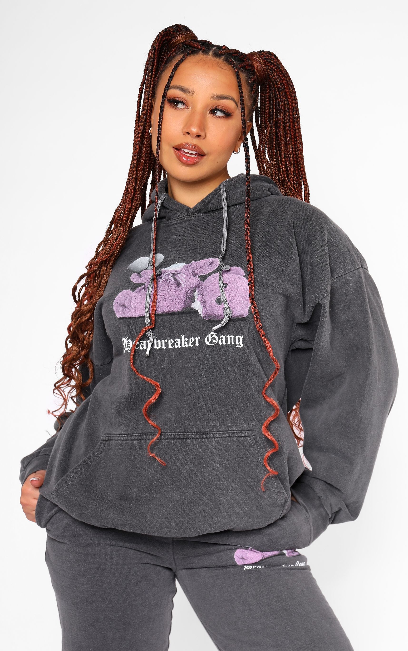 Heartbreaker Gang Teddy Bear 🧸 Charcoal Tracksuit Hoodie & Joggers