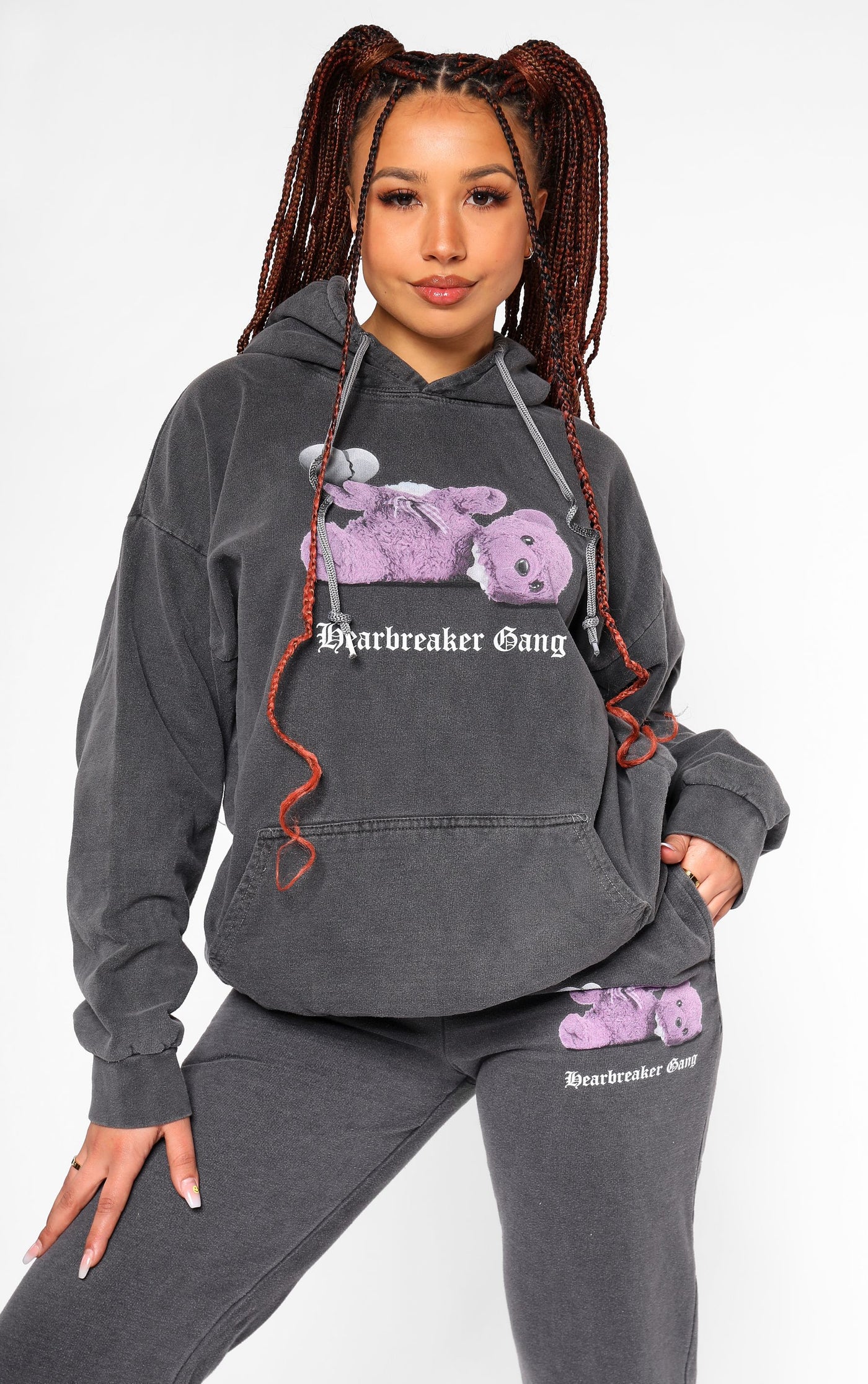 Heartbreaker Gang Teddy Bear 🧸 Charcoal Tracksuit Hoodie & Joggers