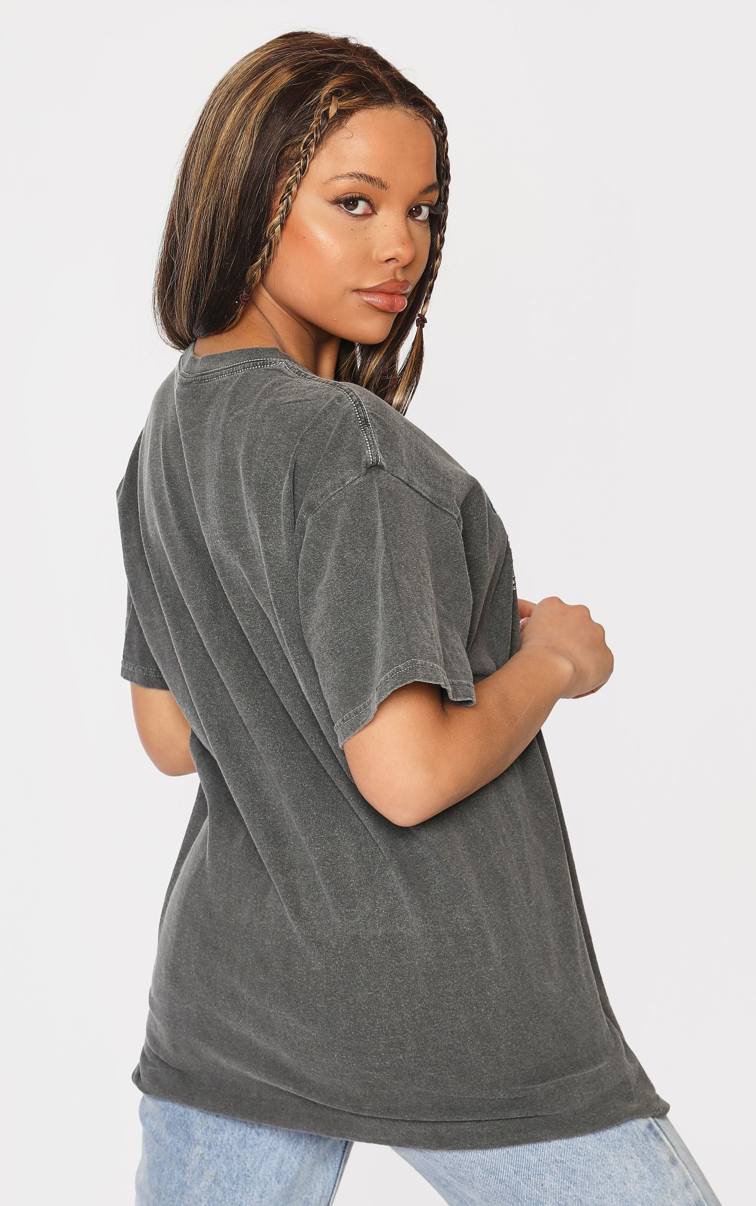 Lady Liberty 🗽🗽 Drippy Diamante 💎💎Washed Charcoal T-Shirt