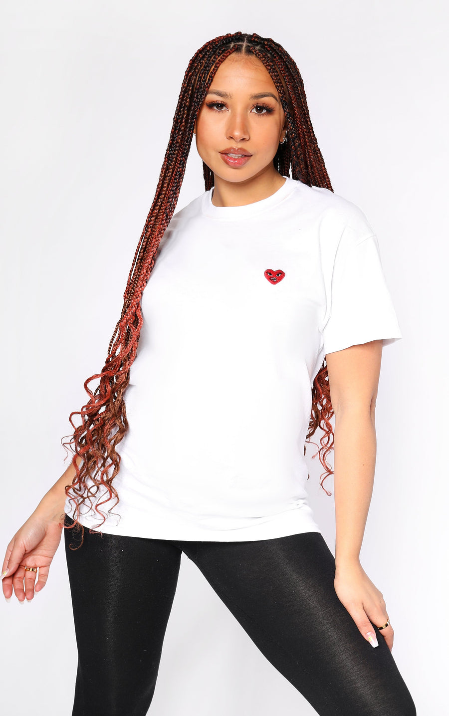 Broken Hearts Club Embroidered Heart White T-Shirt