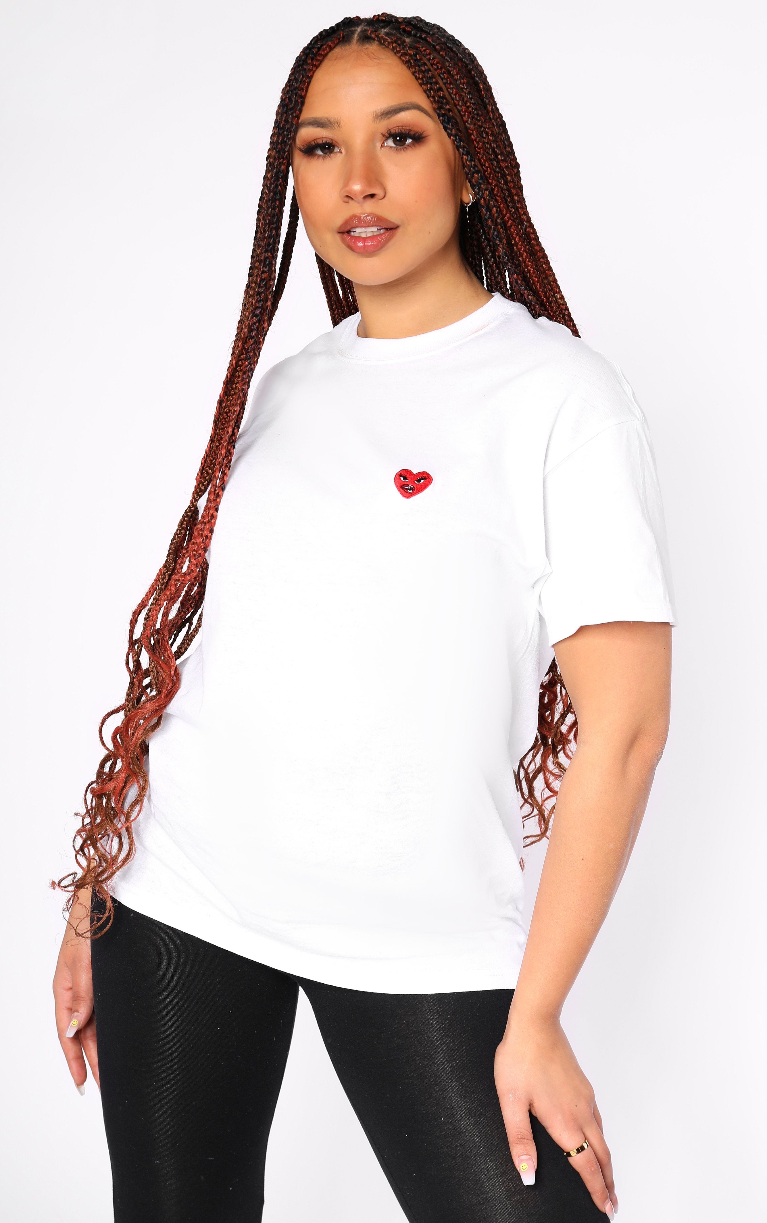 Broken Hearts Club Embroidered Heart White T-Shirt