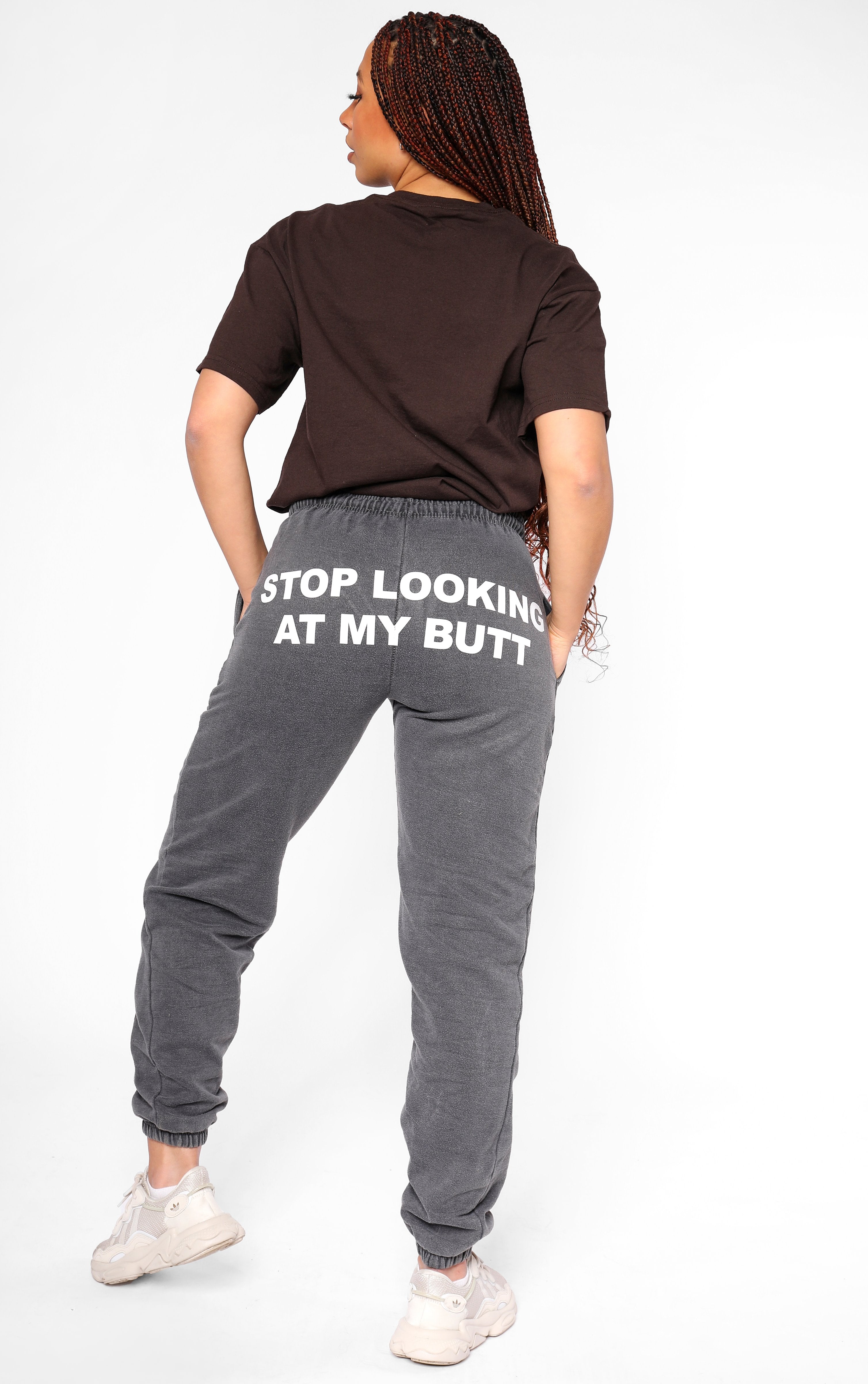 Stop Looking at my Butt Charcoal Cuffed Joggers