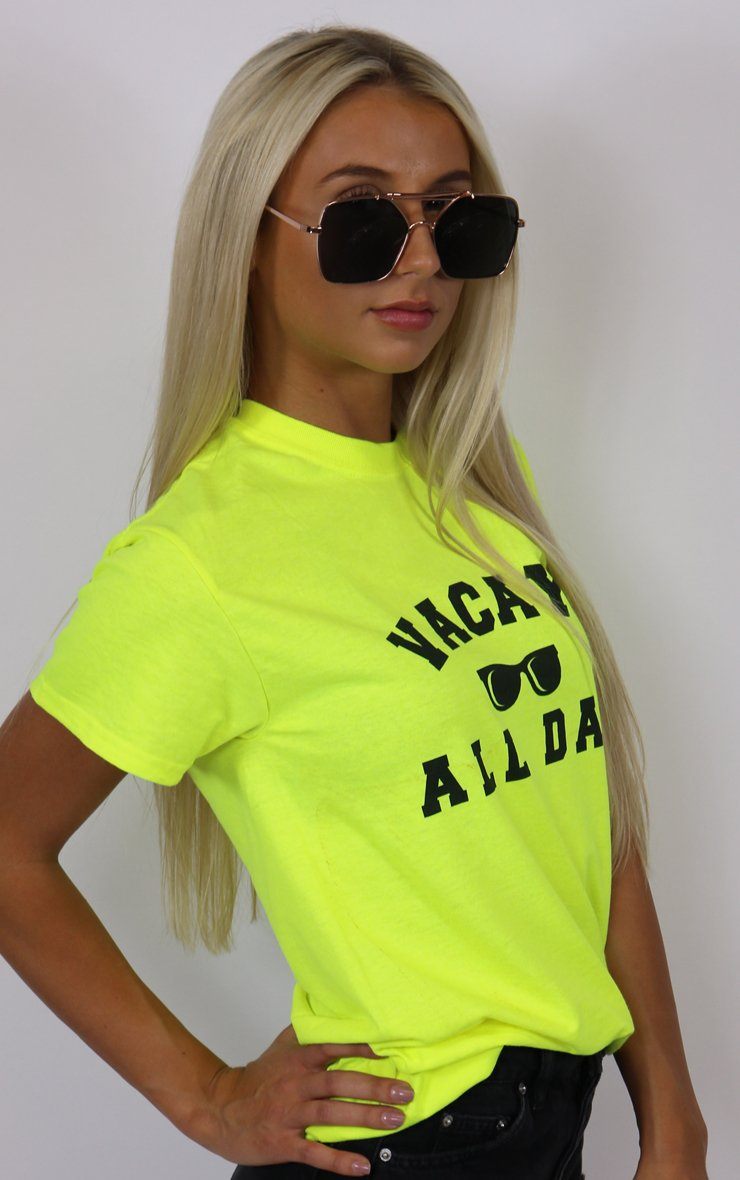 Vay Cay All Day Graphic Neon Yellow T-Shirt T-Shirt Splashy 