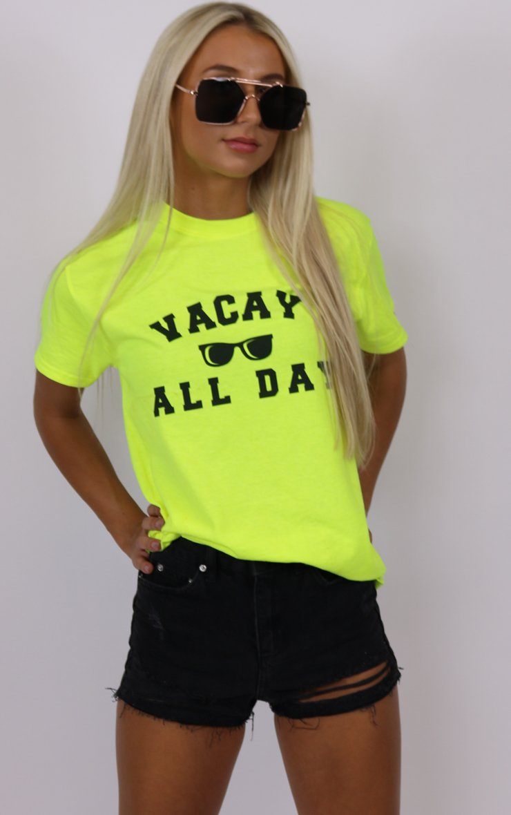 Vay Cay All Day Graphic Neon Yellow T-Shirt T-Shirt Splashy 