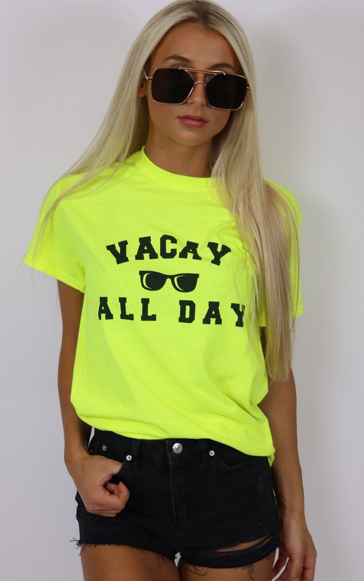 Vay Cay All Day Graphic Neon Yellow T-Shirt T-Shirt Splashy 